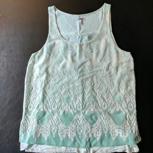 Express Mint Green Chiffon Overlay Tank Top